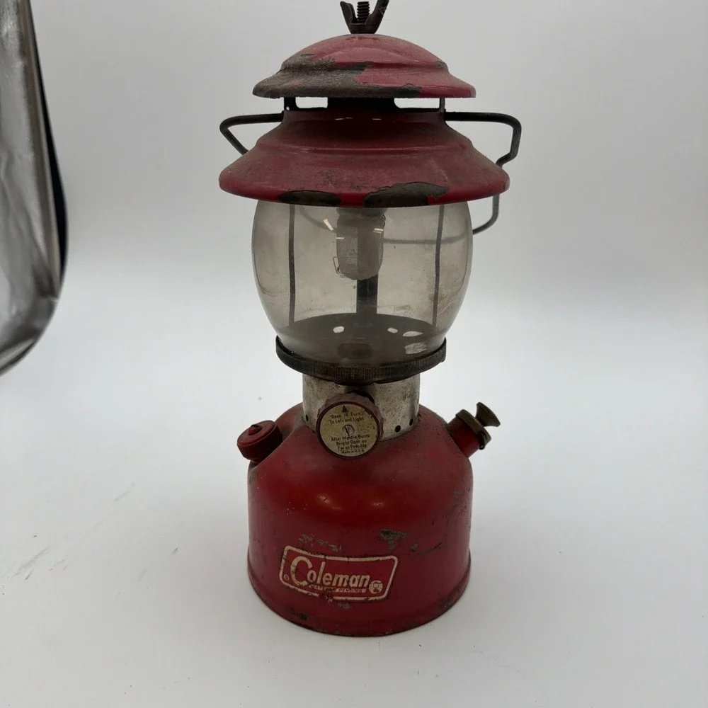 Coleman 200A Red Lantern 1/58 January 1958 Vintage Camping Original Pyrex Glass